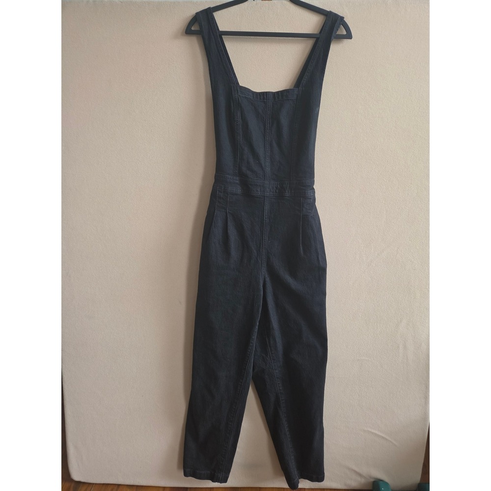 Madewell Denim Overalls Black Cross Back Jumpsuit DM5102 Size 10